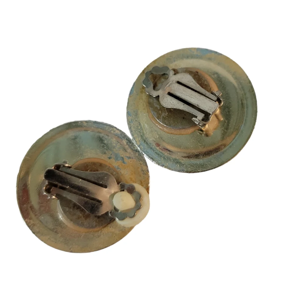 Vintage Multicolored Clip On Earrings Acrylic